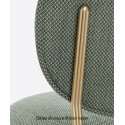 Petit fauteuil design confortable, Blume 2951, Pedrali, tissu velours Kvadrat, vert amande, structure laiton, 63x63xH76,5 cm