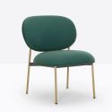 Petit fauteuil design confortable, Blume 2951, Pedrali, tissu Jaali Kvadrat, vert foncé, structure laiton, 63x63xH76,5 cm