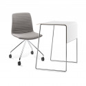 Pack télétravail petit bureau pieds chrome plateau blanc et chaise pivotante pieds chrome assise grise Link 62 Pro, Fornasarig